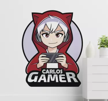 Gamer anime poika kuvitus seinätarra - Tenstickers