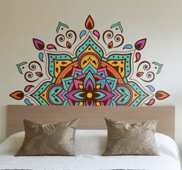 Geometrinen mandala sängyn pääty seinätarra - Tenstickers