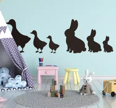 Goslings ja kanit tuotantoeläinten tarra - Tenstickers