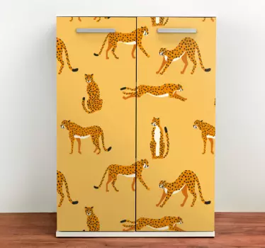 Graafinen kuvio keltaisista leopardeista Kalustetarra - Tenstickers