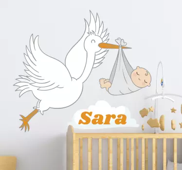 Haikara haikara ja nimi vauva seinä tarra - Tenstickers