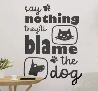 Hauska kissa ja koira teksti Koiratarra - Tenstickers