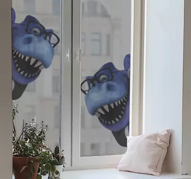 Hauska trex 3d-kuva Ikkunatarra - Tenstickers