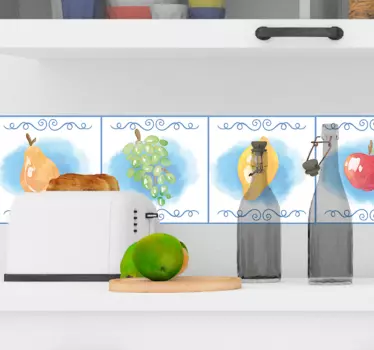 Hedelmät putoavat veteen hedelmäseinämä tarra - Tenstickers