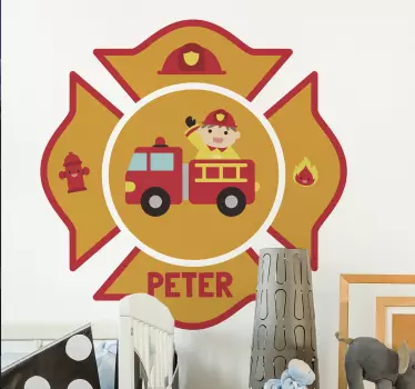 Henkilökohtainen lasten palomies seinätarra - Tenstickers