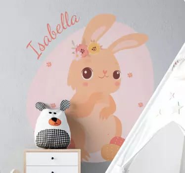 Henkilökohtainen nimi kanin kanssa Maatilaeläintarroja - Tenstickers