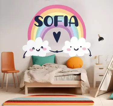 Henkilökohtainen nimi sateenkaaressa seinätarra lastenhuone - Tenstickers