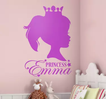 Henkilökohtainen prinsessa muotokuva lapsille tarra - Tenstickers