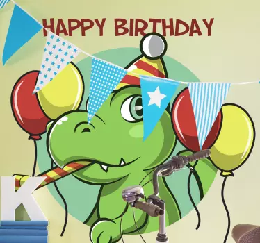 Hyvää syntymäpäivää dinosaurus Dinosaurustarra - Tenstickers