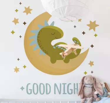 Hyvää yötä dinosauruksen kanssa Dinosaurustarra - Tenstickers