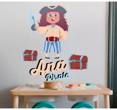 Iloinen merirosvohahmo seinätarra lastenhuone - Tenstickers
