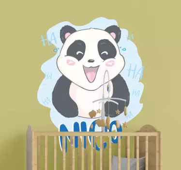 Iloinen pandakasvo seinätarra lastenhuone - Tenstickers