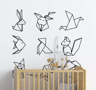 Joukko eläimiä origami-tyyliin Villieläintarrat - Tenstickers