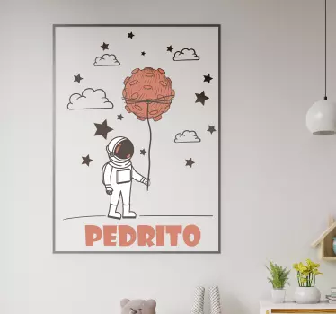 Julistemainen astronautti nimellä avaruus seinätarrat - Tenstickers