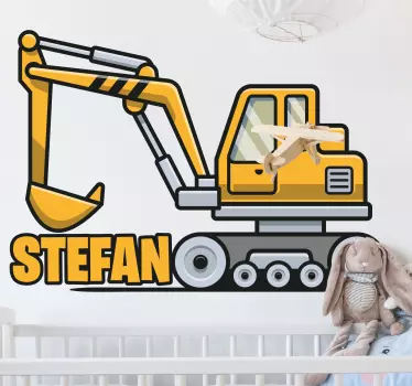 Kaivinkoneen seinätarra lastenhuone - Tenstickers