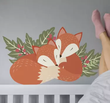 Kaksi nukkuvaa ketta Villieläintarrat - Tenstickers