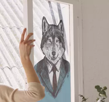 Käsin piirretty liiketoiminnan susi Ikkunatarra - Tenstickers