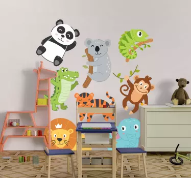 Käsin piirrettyjä syksyn eläimiä seinätarra lastenhuone - Tenstickers