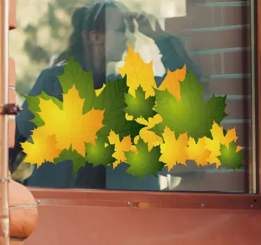 Keltainen ja vihreä syksyn lehdet - Tenstickers