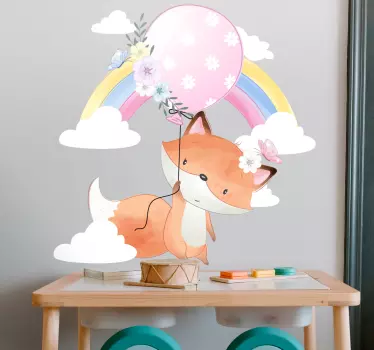 Kettu roikkuu ilmapallolla eläintarrat - Tenstickers