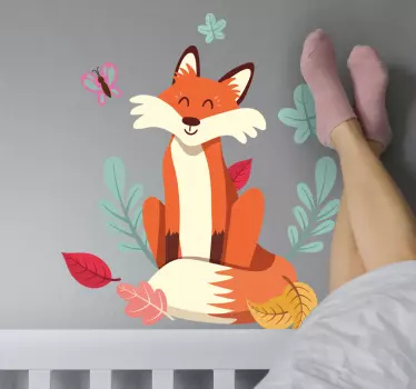 Kettu syksyn lehdillä Villieläintarrat - Tenstickers