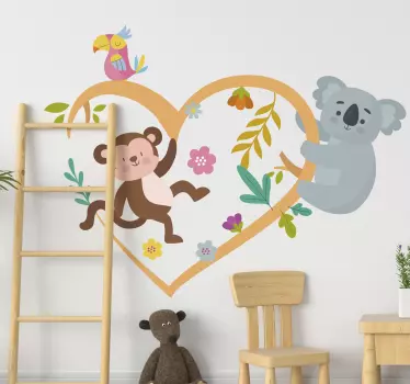 Kevään koala- ja apinapuun oksan eläinseinämätarra - Tenstickers