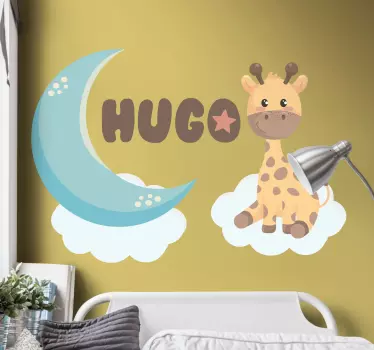 Kuvitus seinätarra kirahvi ja kuu - Tenstickers