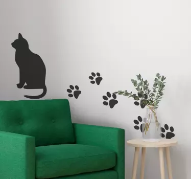 Kissa ja sen raita tarra lemmikki - Tenstickers