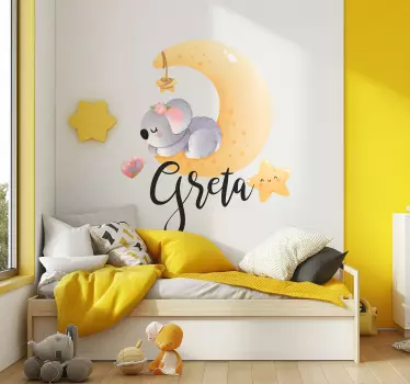 Koala kuussa lastenhuone seinätarra - Tenstickers