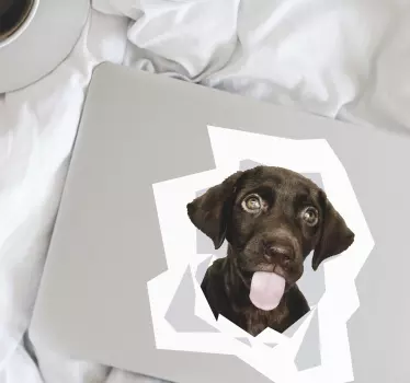 Koira tulee ulos seinästä kannettavan ihon - Tenstickers