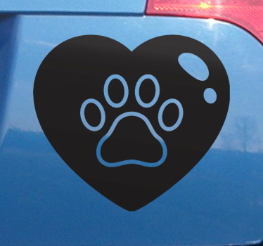 Koiran tassut suuressa sydämessä tarrat autoon - Tenstickers
