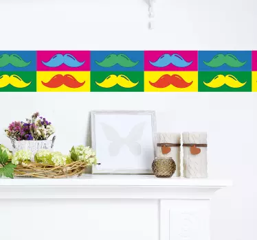 Koristereunus värikkäät pop art viikset - Tenstickers