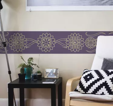 Kukka paisley reuna seinätarra - Tenstickers