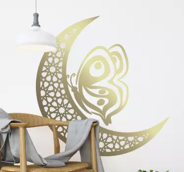 Kuu ja perhonen mandala perhonen seinä tarra - Tenstickers