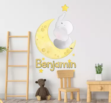 Kuu ja tähdet nimeltä muokattava tarra - Tenstickers