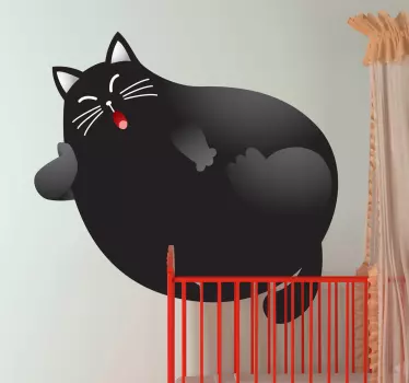 Lapset musta kissa rentouttava seinä tarra - Tenstickers