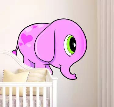 Lapset vaaleanpunainen norsu seinä tarra - Tenstickers