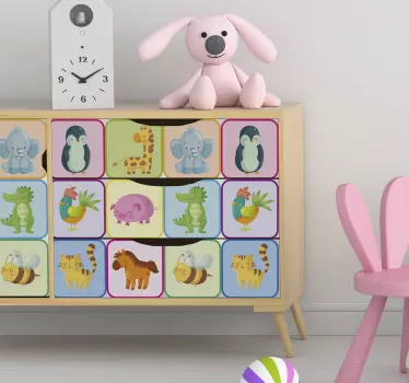 Lasten huonekalut eläin lisää tarroja eläimistä - Tenstickers
