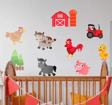 Lasten maatilan eläimet sisustustarra - Tenstickers