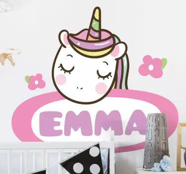 Lasten nimilappu yksisarvinen seinätarra lastenhuone - Tenstickers
