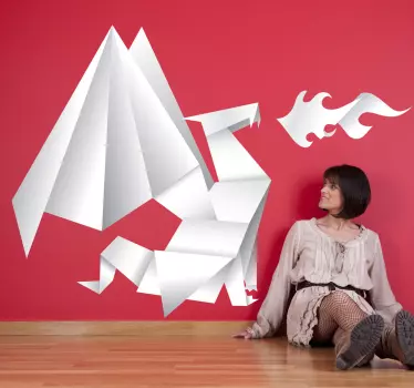 Lasten origami-lohikäärme seinä tarra - Tenstickers