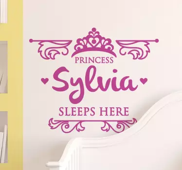 Lasten prinsessa nukkuu täällä seinä tarra - Tenstickers