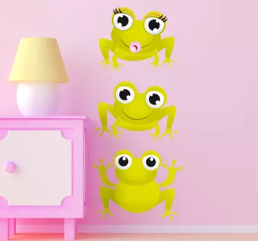 Lasten seinätarra kolme sammakkoa - Tenstickers