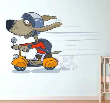 Lasten Sisustustarra Skootteri Koira - Tenstickers