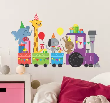 Lasten tarra eläimet junassa - Tenstickers