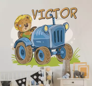 Lasten traktoriin mukautettava tarra - Tenstickers