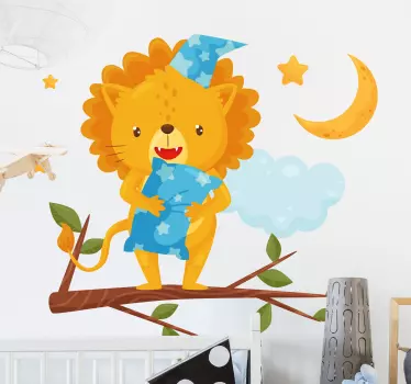 Leijonat nukkuvat puulla kuvitus seinätarra - Tenstickers