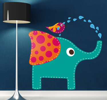 Leikkisä elefanttiskenaario villieläintarra - Tenstickers