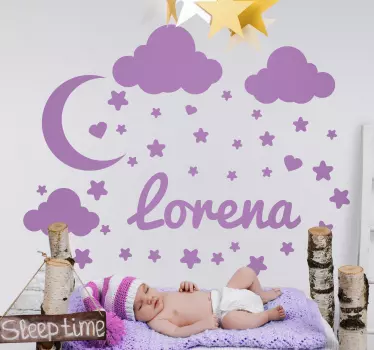 Leikkisä pilvimaailma seinätarra lastenhuone - Tenstickers