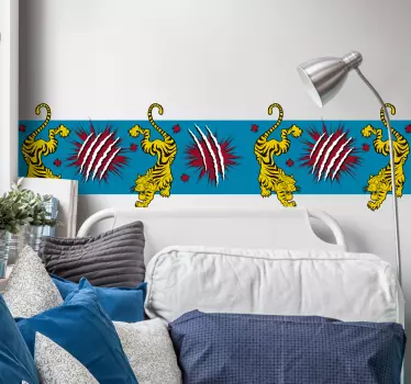 Leikkisä tiikeriteema koristereunus tarra - Tenstickers